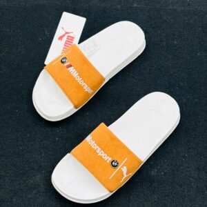 BMW M Motorsport Casual Slides - White & Vibrant Orange