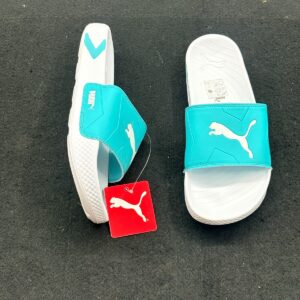 PUMA Softride Cushioned Slides - Sky Blue & White