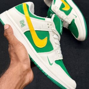 Men's Classic Retro Sneakers - Green, Yellow & White Edition